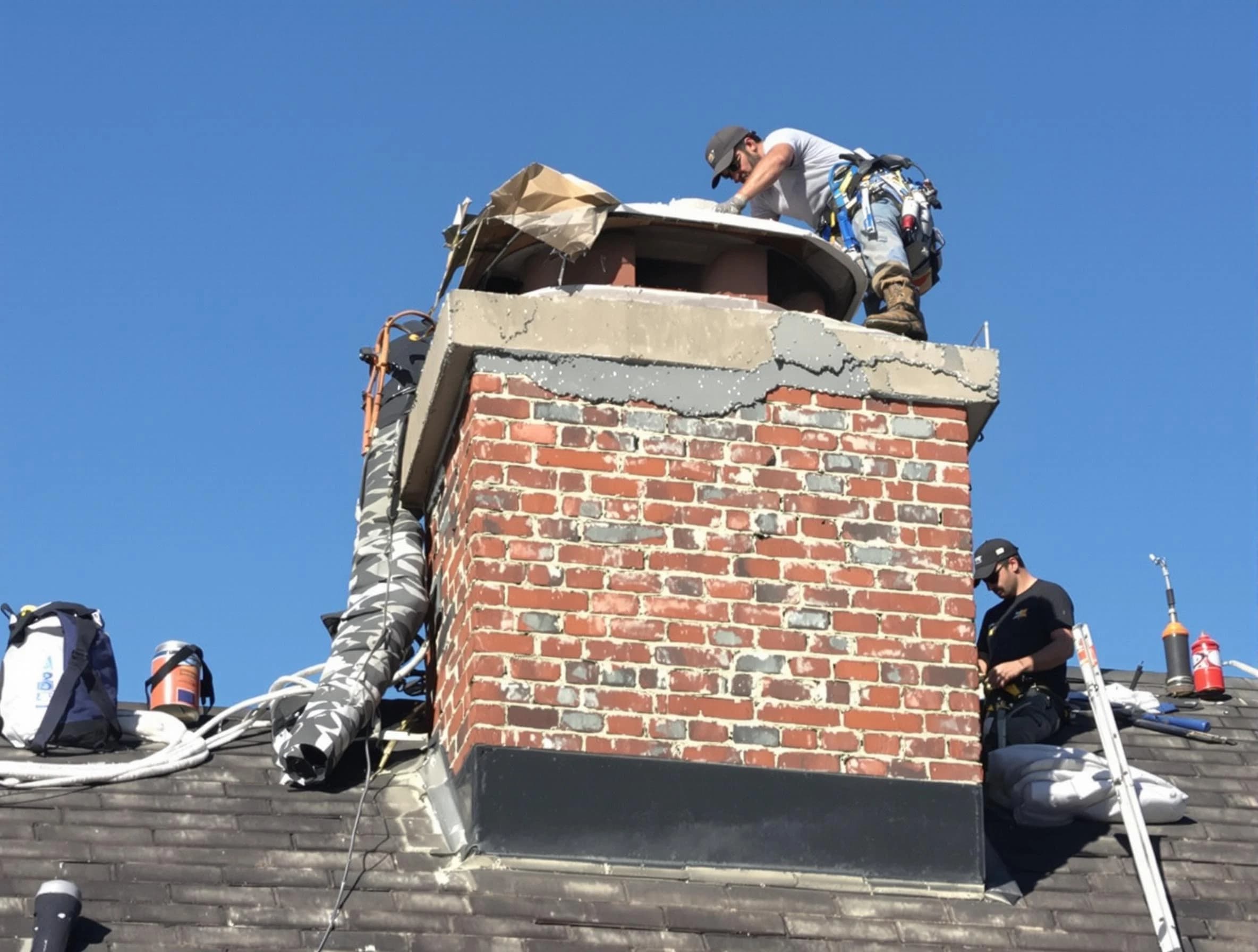 Ken Caryl Chimney Sweep installing a custom chimney crown in Ken Caryl, CO