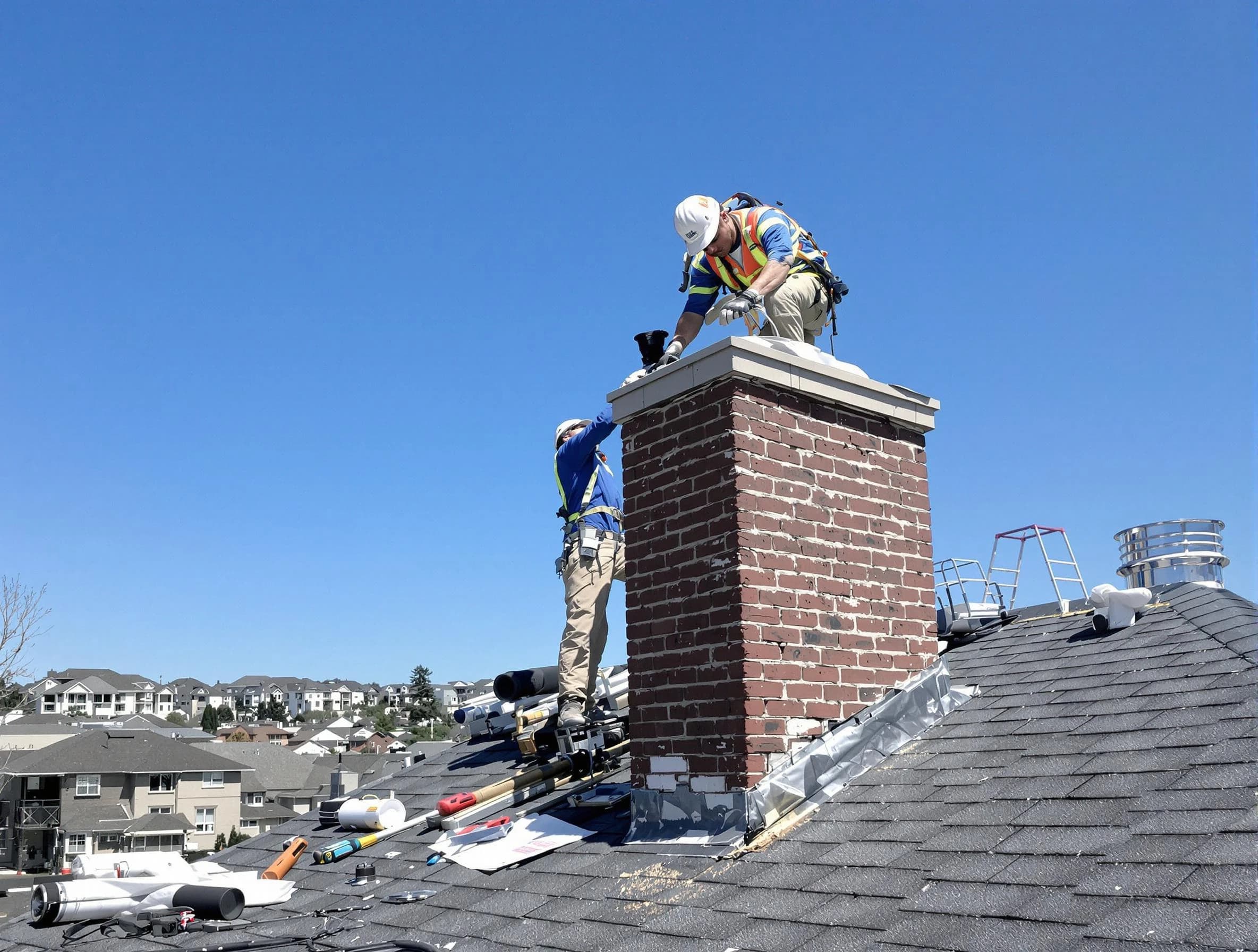Ken Caryl Chimney Sweep repairing a chimney crown in Ken Caryl, CO